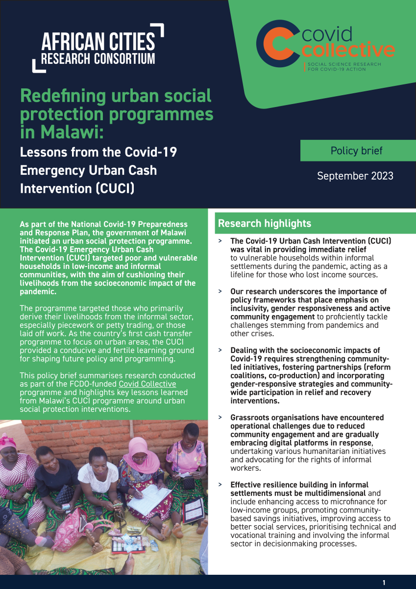 Redefining urban social protection programmes in Malawi Redefining urban social protection programmes in Malawi
